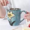 Classical Hand Painted Ceramic Coffee Tea Mug Microwavable Dishwasher-safe Coffee Milk Cup Perfect for Breakfast Afternoon Tea