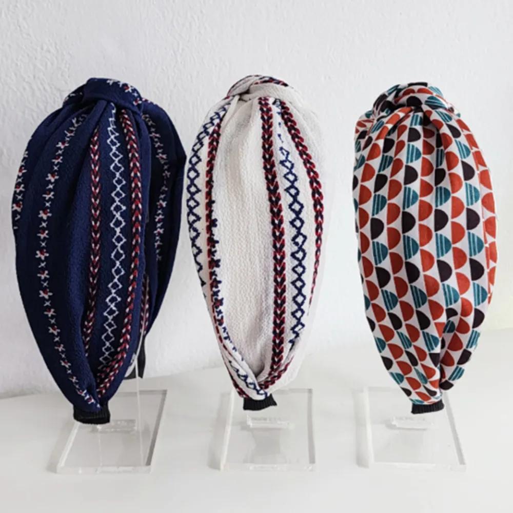 Knot headband women s hair band summer antique cool pattern hairband white
