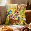 Easter Decoration Throw Pillow Covers Golden Spring Floral Bunny Eggs Holiday Decorative Pillowcases for Sofa Couch Home Decor