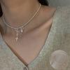 PANJBJ S925 Sterling Silver Korean Personality Glossy Cross Necklace Ladies Simple And Versatile Pendant Chain NecklacePANJBJ