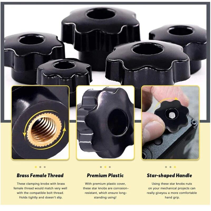 10 Manopole A Stella M6 Nero - Diametro 38 Mm, Per Macchine Utensili E Attrezzature - Foto 7