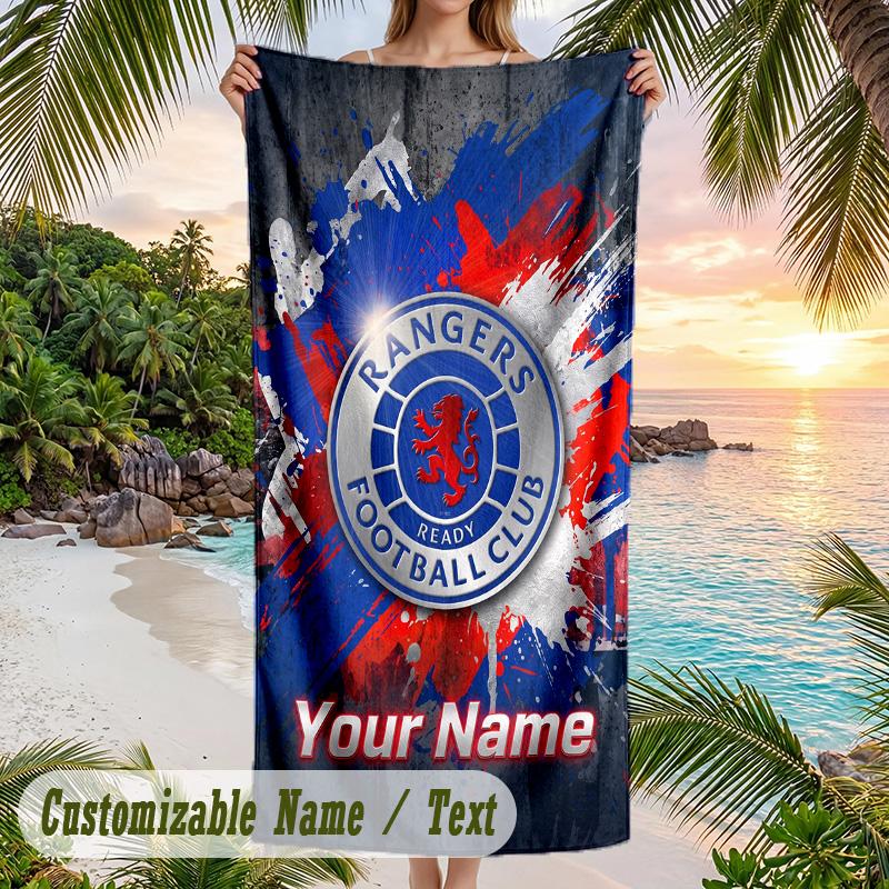 Beach Towel Rangers FC Print Custom Name Text Soft Towel for Swimming Pool