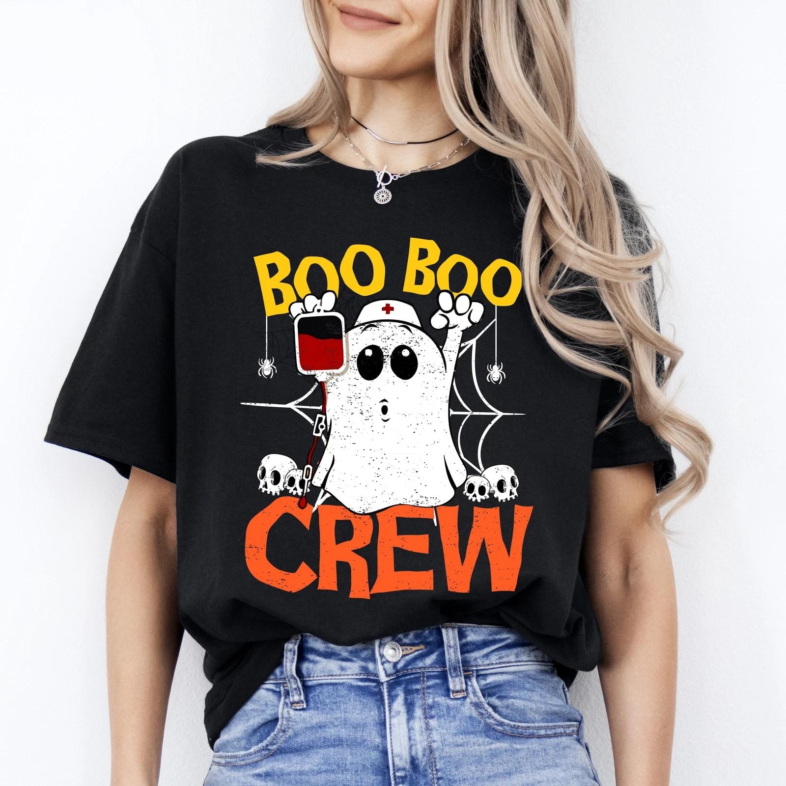 Boo boo crew Halloween Unisex T-Shirt Scary Spooky Nurse ghost Blood bank phlebo 2XL