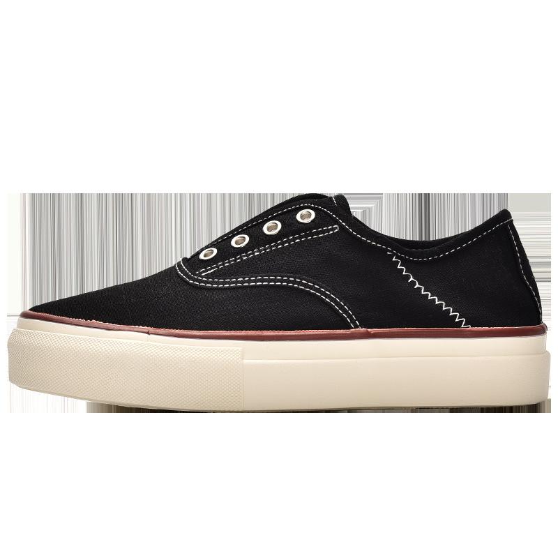 

2025 новые парусиновые туфли на толстой подошве с круглым носком и увеличением высоты, женские универсальные повседневные спортивные кеды для скейтборда, ленивые маленькие белые туфли на одной педали 40