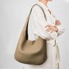 Genuine Cowhide Lychee Pattern Underarm Shoulder Bag Lightweight Travel Tote Handbag for Women