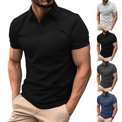 Herren-Frühlingshemd, einfarbig, Kurzarm, Reverskragen, Herren-Freizeithemd