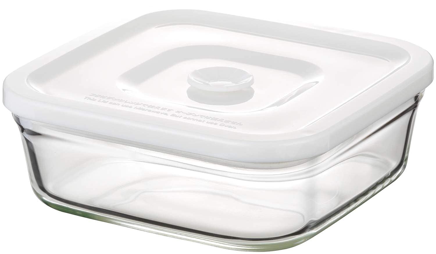 

Iwaki Glass Airtight Diameter x Pack Heat-Resistant Container, White, Medium, 15.5cm 5.5cm Height, 450ml, & Microwave, C3247MP-W белый