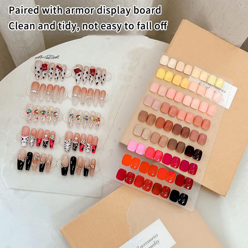 60/66Pcs Transparent Double-Sided Tape Nail Display Stand Acrylic False Nails Glue Stickers Practice Showing Bar Nail Art Tools