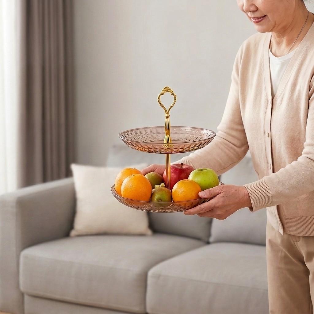 Tiered Plastic Serving Tray Cake Stand 2/3 Tier Reusable Dessert Plate Fruit Food Dishes Tableware Catering Buffet Sweet Table