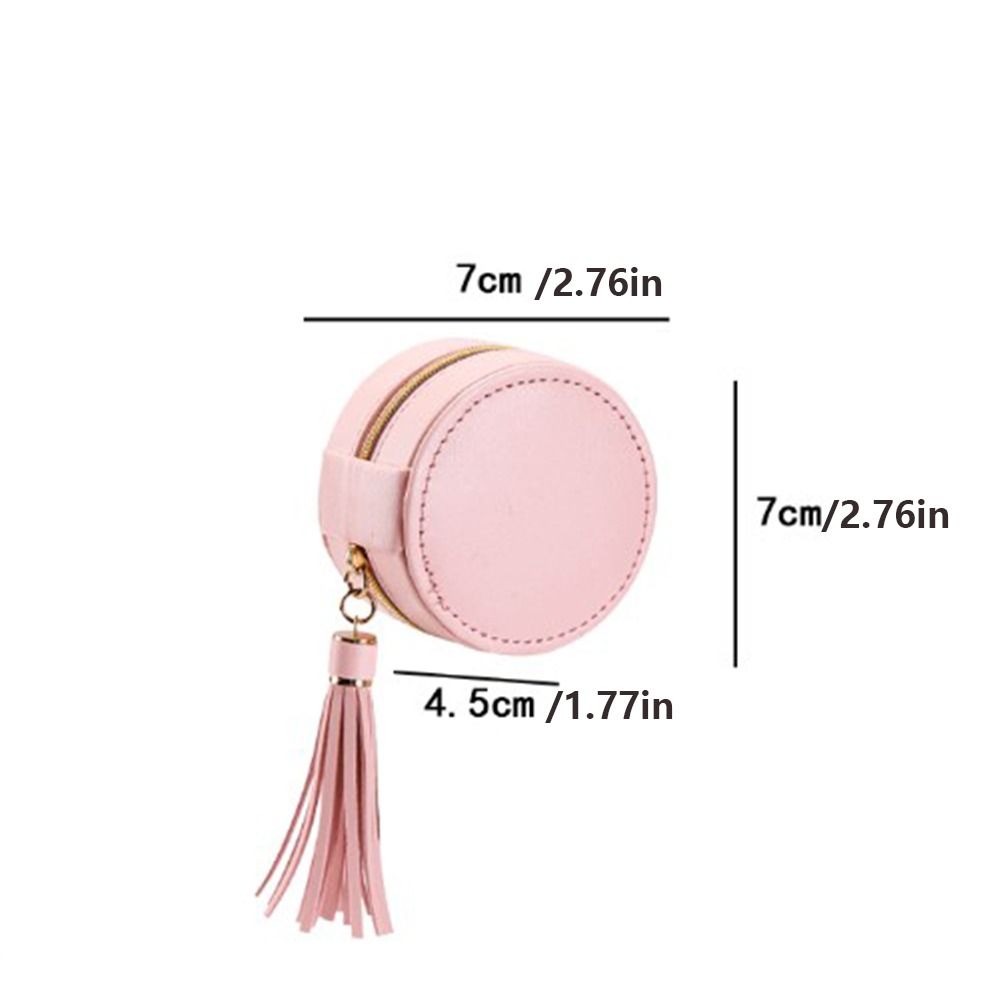 Solid Colored Jewelry Storage Box Round Necklace Ring Case Simple Earring Organizer  Girls