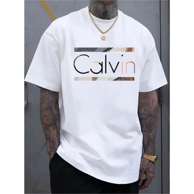 Europese maten Heren Print Mode T-shirt | 2025 Nieuwe Stijl Wit Casual Ronde Hals Korte Mouw Shirt Geschikt voor Pasen, Halloween