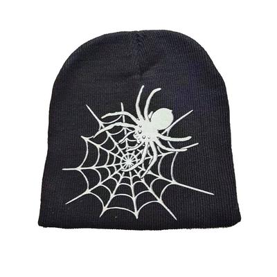 Fashion Knitting Caps Men Women Halloween Gothic Luminous Spider Web Skullies Beanies Winter Warm Fashion Hundred