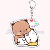 Cute Bubu Dudu Love Keychains Couple Bear Panda Acrylic Keyring for Accessories Bag Pendant Key Chain Jewelry Fans Lovers Gifts