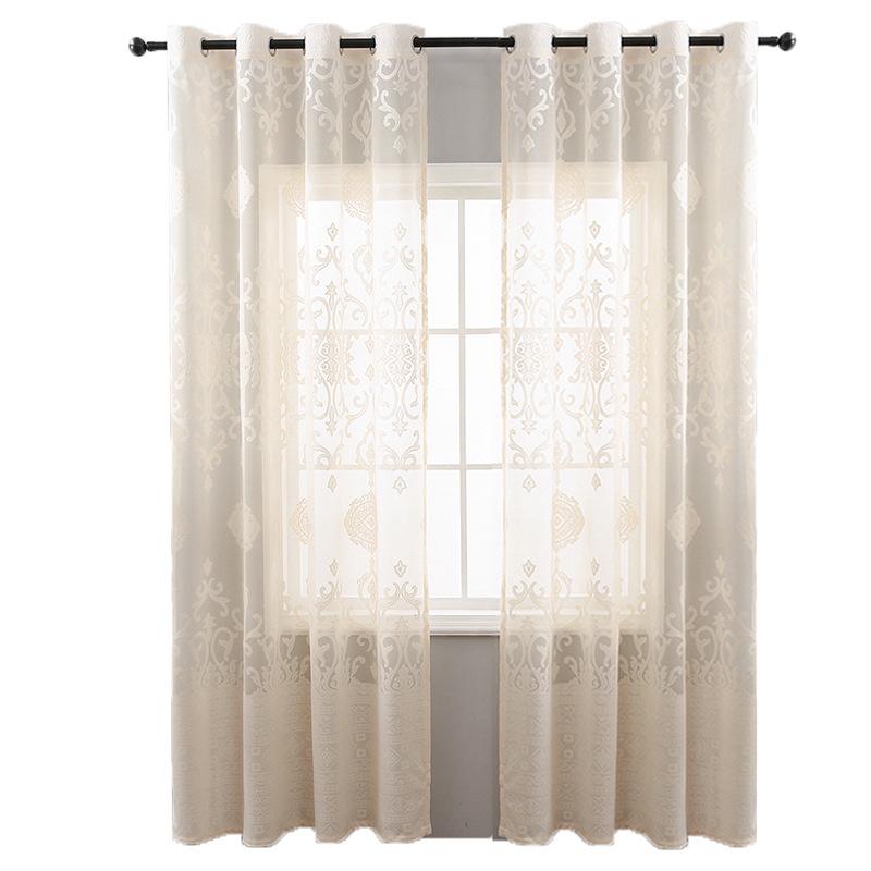 Simple Copper Coin Flower Lace Window Screen Light Luxury Polyester Fiber Window Screen Suitable For Living Room Bedroom Dining Room Kitchen Curtain