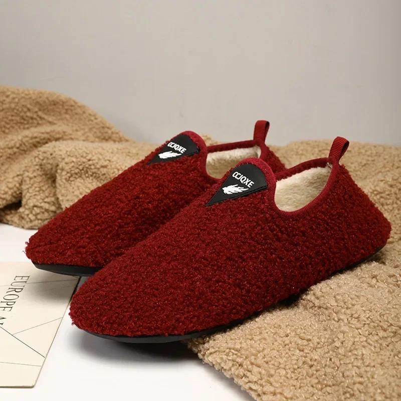 Зимние тапочки, удобная повседневная обувь, легкие, высококачественные женские тапочки из хлопка, домашняя и уличная обувь 36-37(fit35-36) красный