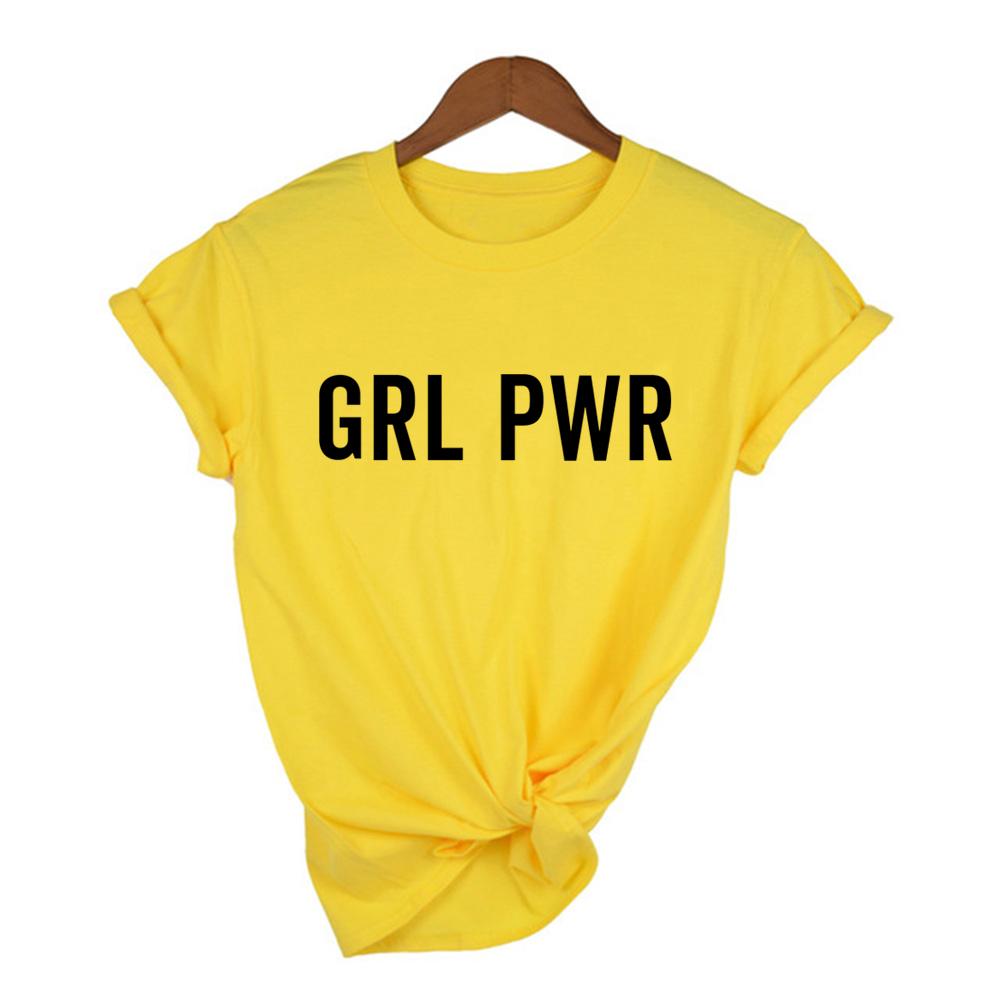 Grl Pwr Print Girl Power Female T Shirt Feminist Shirts 90S Casual Tee Tops Women S 3XL