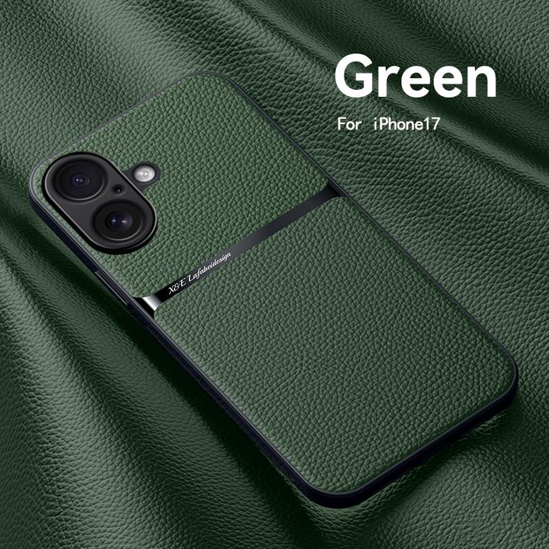 For Apple iPhone 17 17 Pro 17 Pro Max 17 Air Leather Texture, Built-in Magnetic TPU Soft Anti-drop Anti-fingerprint Phone Case