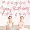 Paper Material Ballet Birthday Banner Pink Color Ballet Theme Set  Birthday Party