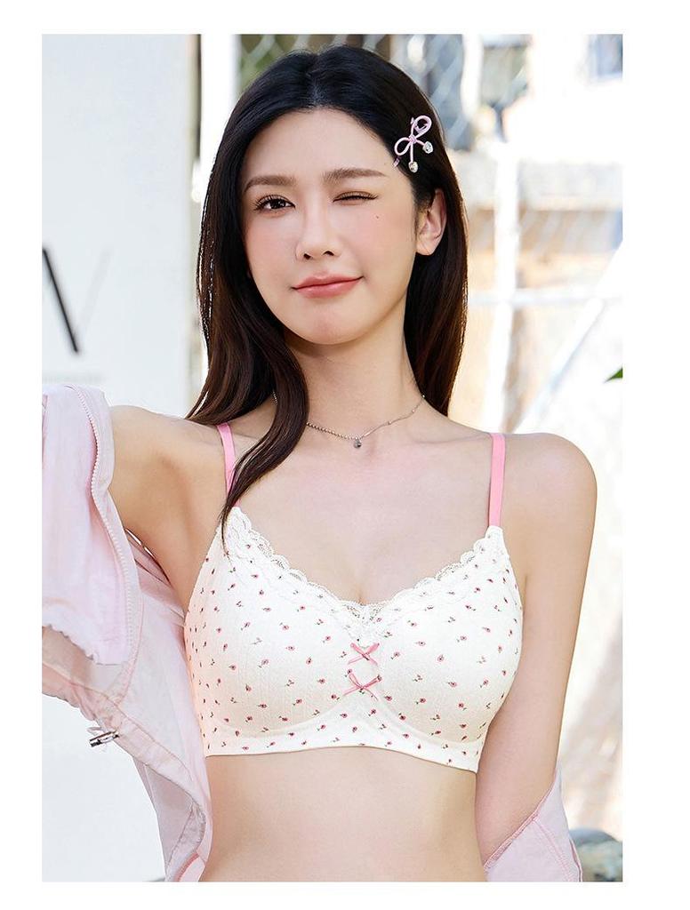 Wolkencreme Florale Lingerie Damen Bügelloser Push-Up BH mit sanfter Stütze und atmungsaktivem Design für kleine Brüste