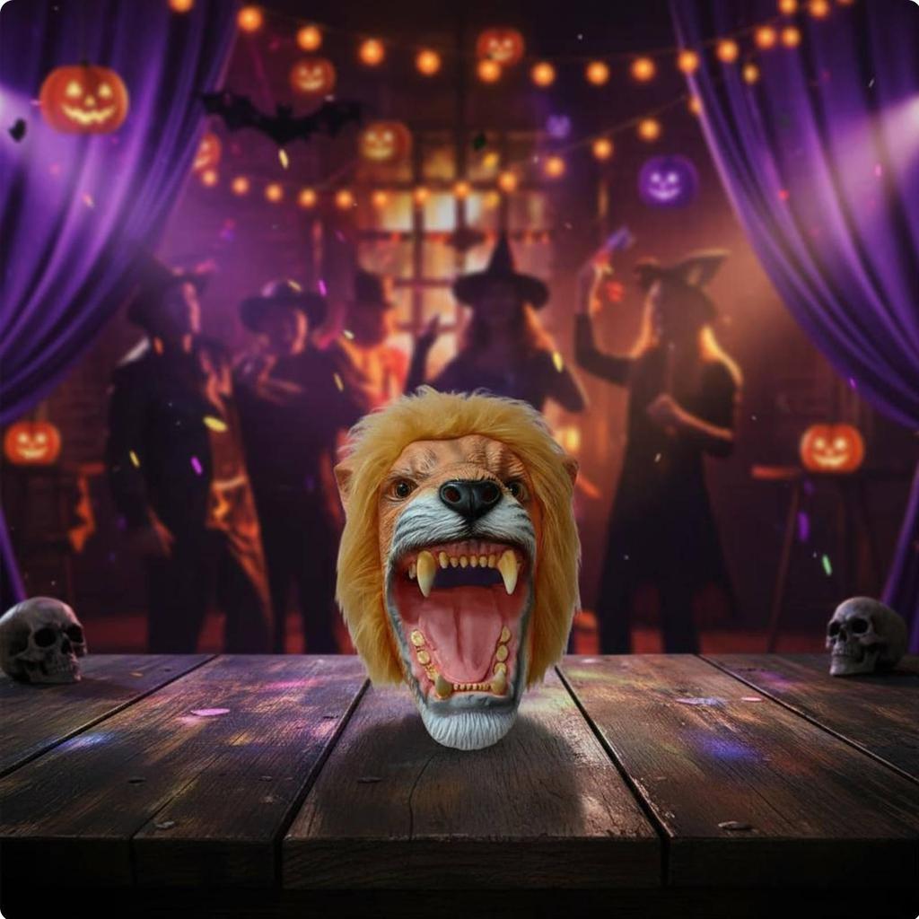 Lion Headpiece Furry Mane Full Head Costume Accessory for Adults, Halloween, Cosplay,
