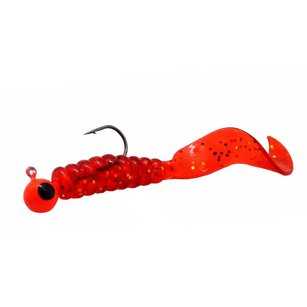 34pcs Metal Jig Head Fishing Hooks Set 17pcs Jigging Heads Hook + 17pcs Soft Worm Lure Grub Silicone Fish Artificial Bait Tackle