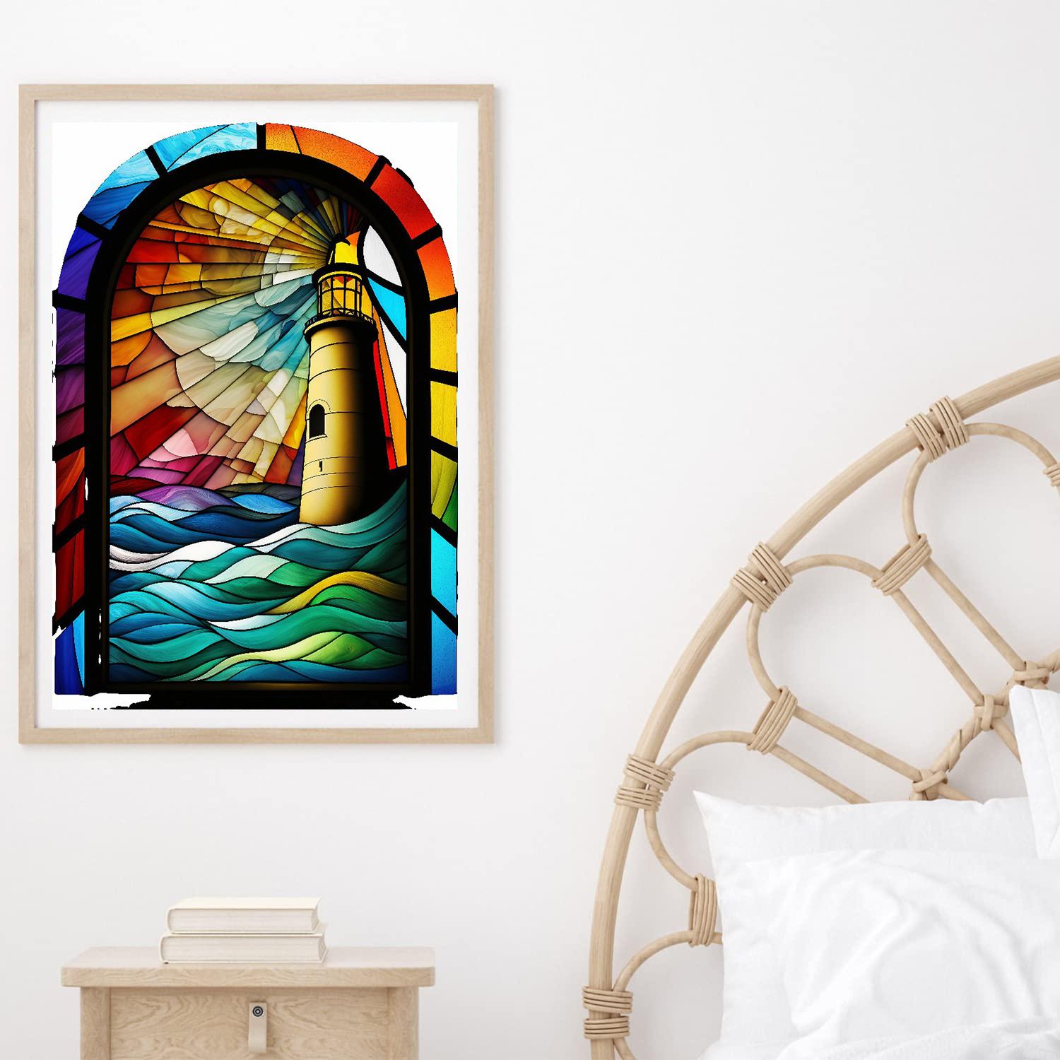 

5D DIY Алмазная картина Маяк Колибри Стекло Картина Алмазная вышивка Набор для вышивки крестом Полный горный хрусталь Мозаика Украшение дома Round 25x35cm