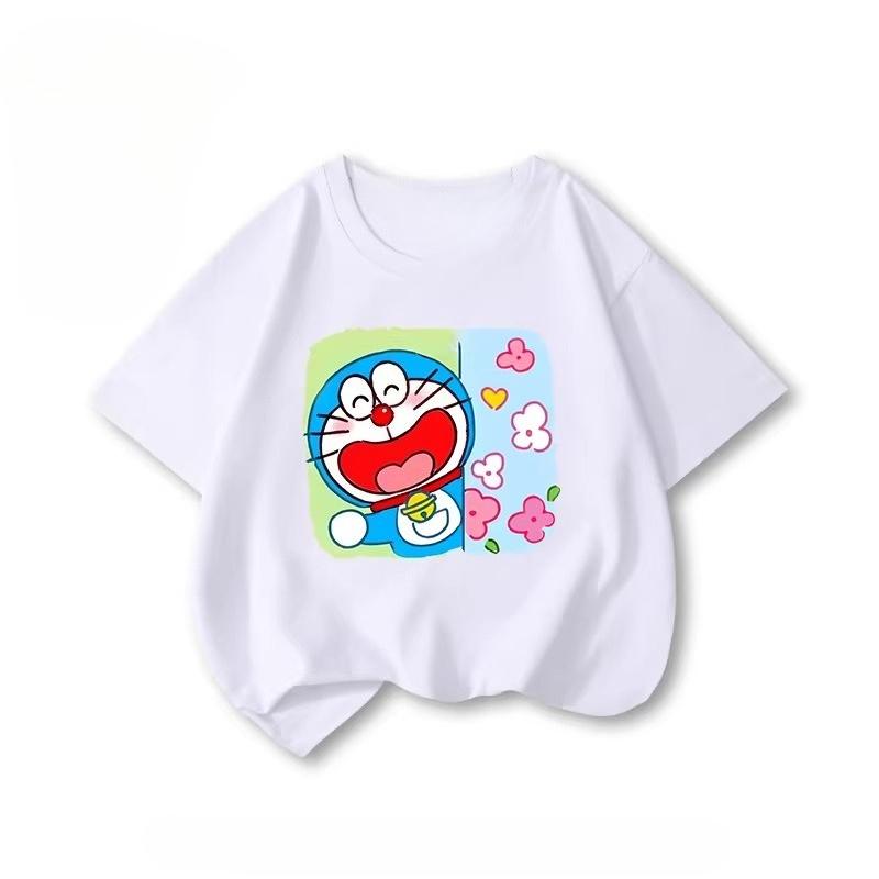Детская хлопковая футболка Doraemon от Potdemiel, новый летний стиль, удобная и дышащая детская футболка 110