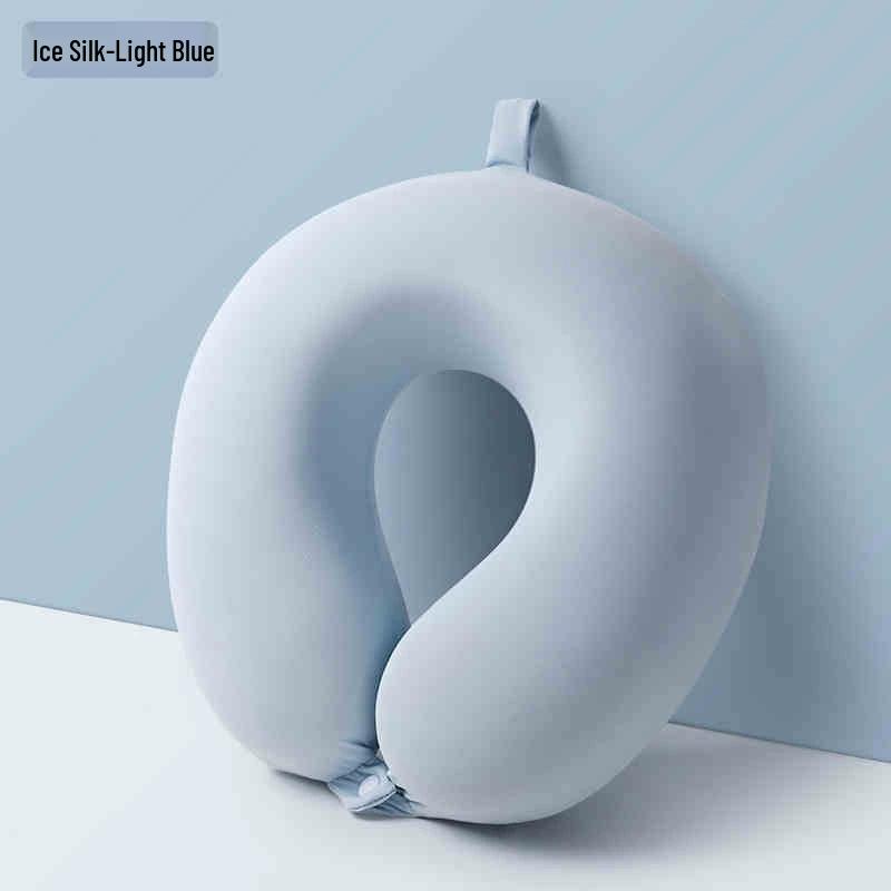 Ice Silk Memory Foam U-Shaped Neck Pillow: Customizable, Slow Rebound, Portable Headrest for Office Naps and Travel