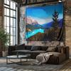 Natural Landscape Tapestry  HD Scenic Wall Art Blue Lake and Snow Mountain Decorative Blanket