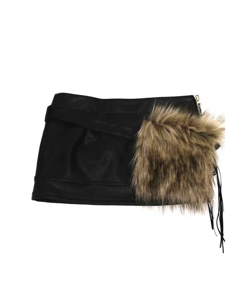 Tae Fur Bag Leather Skirt 001
