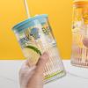 Large Capacity Glass Straw Tumbler