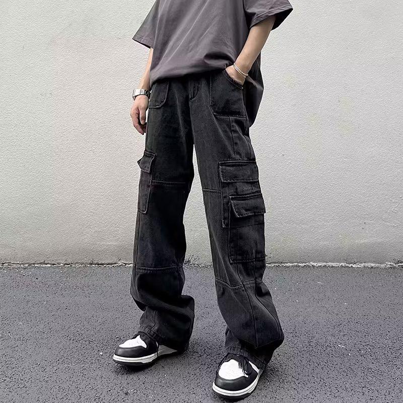 Men's Loose-Fit Overalls: Solid Color, Trendy Casual Pants, New Style Fashion for Youth