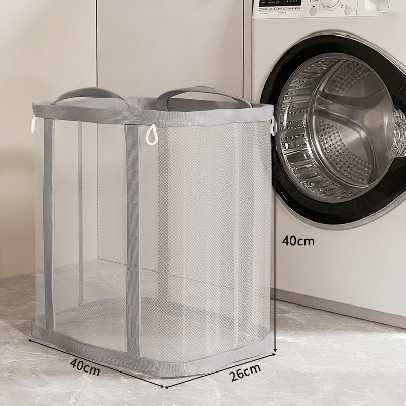 Breathable Mesh Laundry Basket Large Capacity Foldable Wall-Mounted Dirty Clothes Organizer Bag Bathroom Laundry Basket