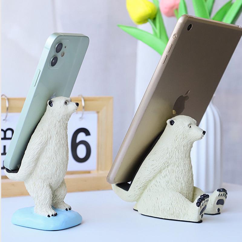 Creative Resin Polar Bear Phone and Tablet Stand Holder Craft