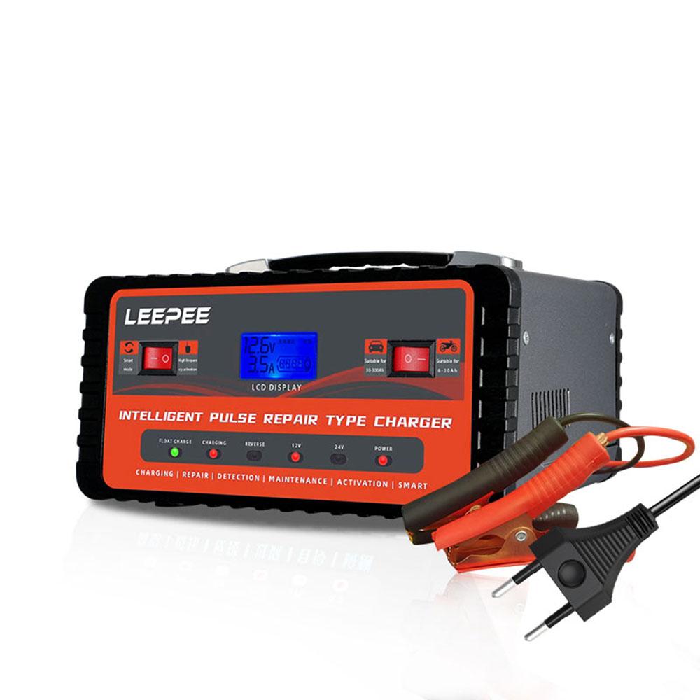 

Car Battery Charger 12V 24V 300Ah EU/US Plug Digital LCD Display Voltage Temperature Detection Intelligent Pulse Repair
