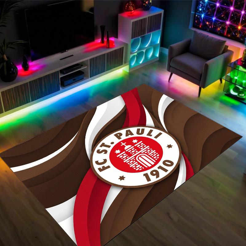 FC St. Pauli Football Design Crystal Velvet Carpet Cozy Non?Slip Printed Rug For Bedroom Living Room Entrance