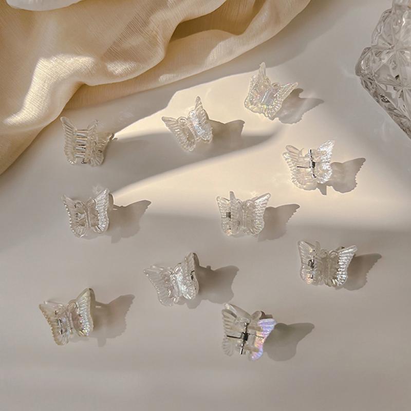10Pcs Mini Hair Clip Claw Lady Girls Braided Butterfly Clip Transparent Headwear
