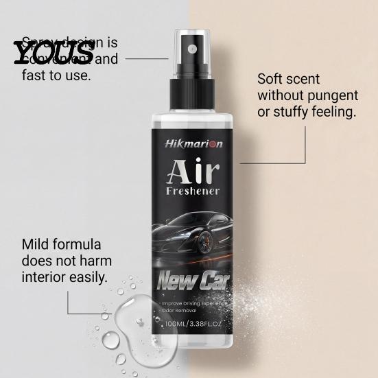 Smoke Odor Eliminator Car Air Freshener Spray, New Scent for Automotive Purifier Food Pet, 100ml Fresh Fragrance Vehicle Interior, Portable