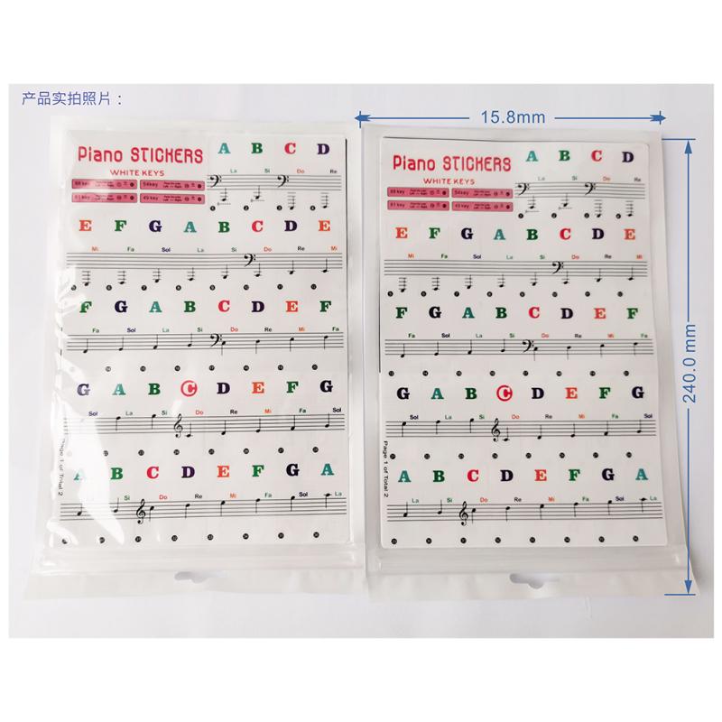 Piano Keyboard Sticker 88/61/54/49 Key Electronic Keyboard Key Piano Stave Note Sticker Musical