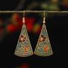 Chinese retro cloisonne enamel earrings female classical temperament simple flower earrings niche design earrings