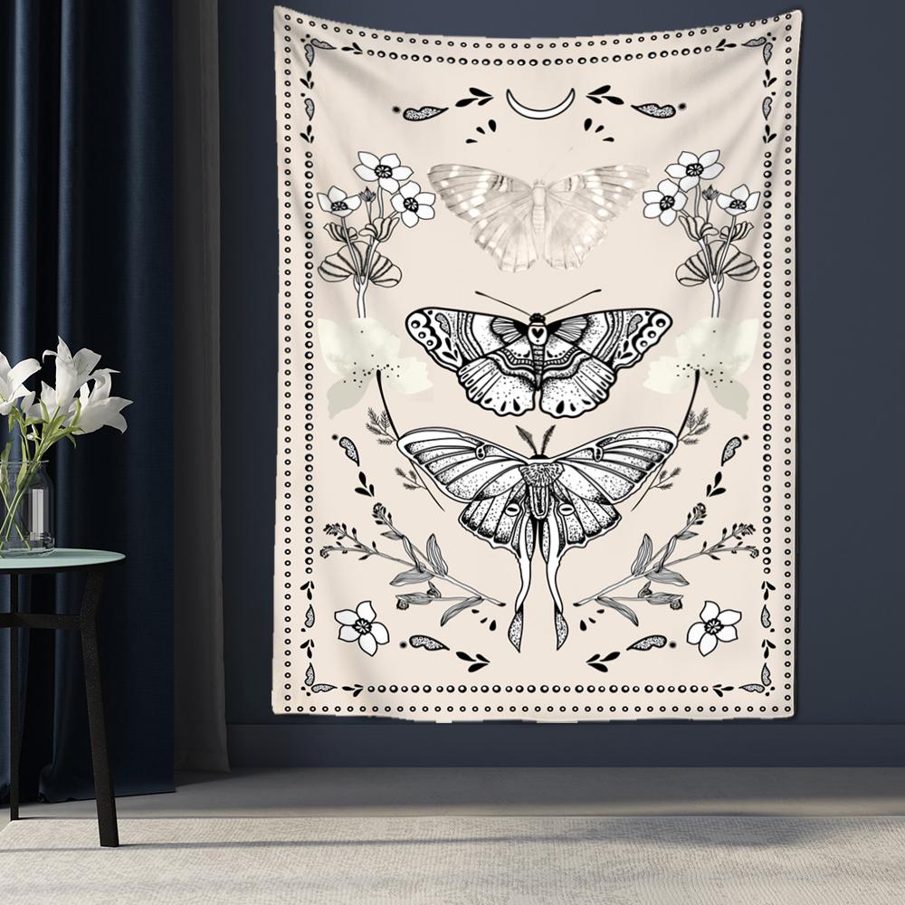 Psychedelic Butterfly Tapestry Wall Hanging Tarot Witchcraft Tapiz Hippie Bohemian Style Mysterious Aesthetics Room Home Decor