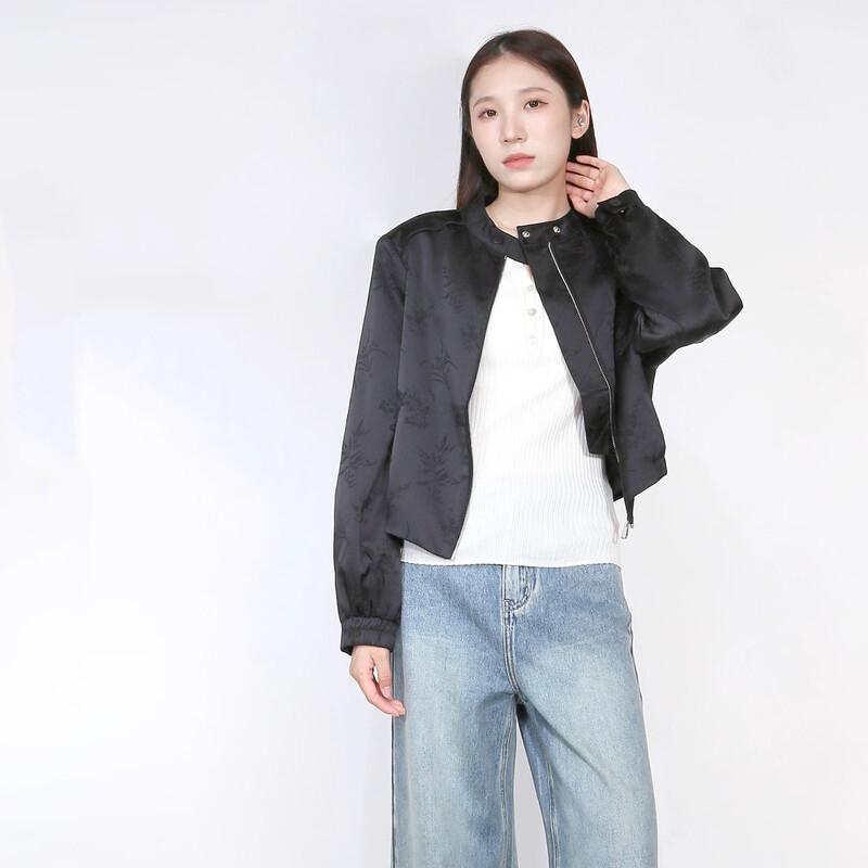 

Sweet Basil Women s Stand Collar Long Sleeve Short Jacket L