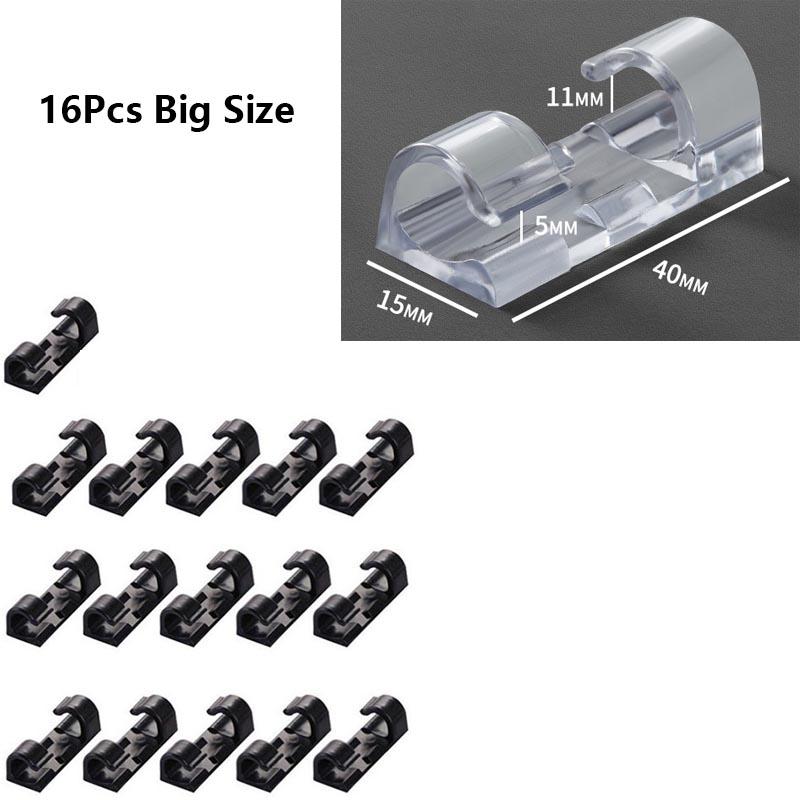 16/20 Pcs Cable Clips Organizer Drop Wire Holder Cord Management Self-Adhesive Cable Manager Fixed Clamp Wire Winder