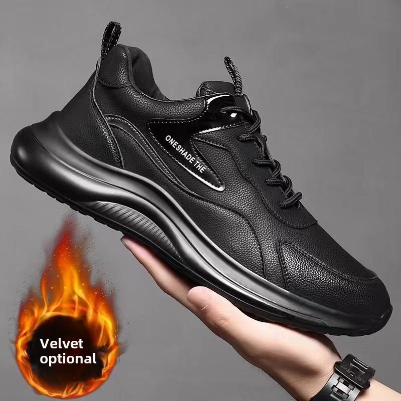 Fashion Men Leather Casual Sports Shoes Spring and Autumn New Fashion Running Outdoor Men Lightweight Casual Leather Sports Shoes