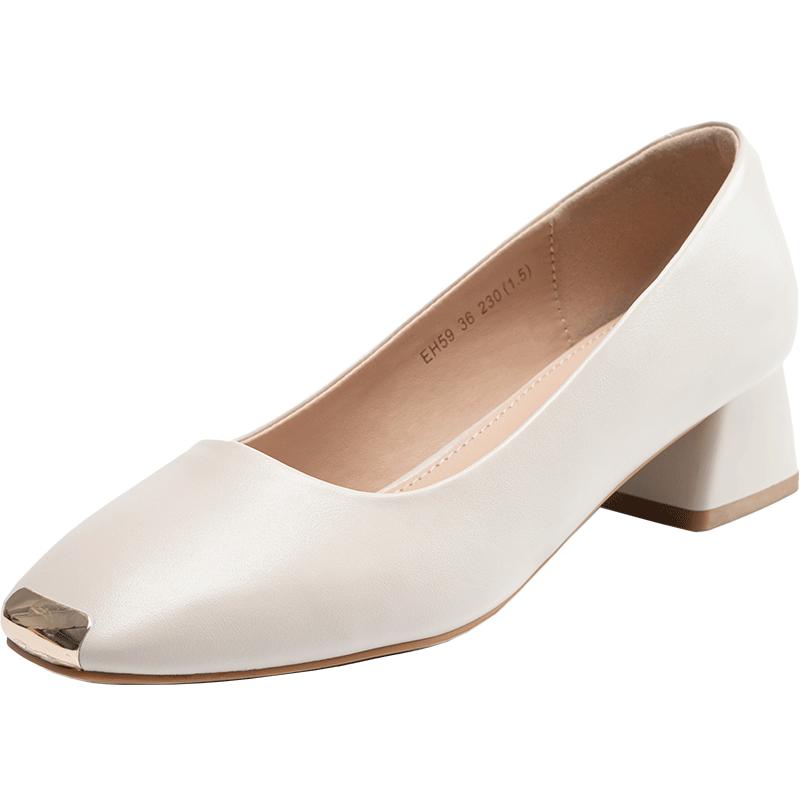 ZHR Women s Low-Cut Chunky Heel Pumps 37