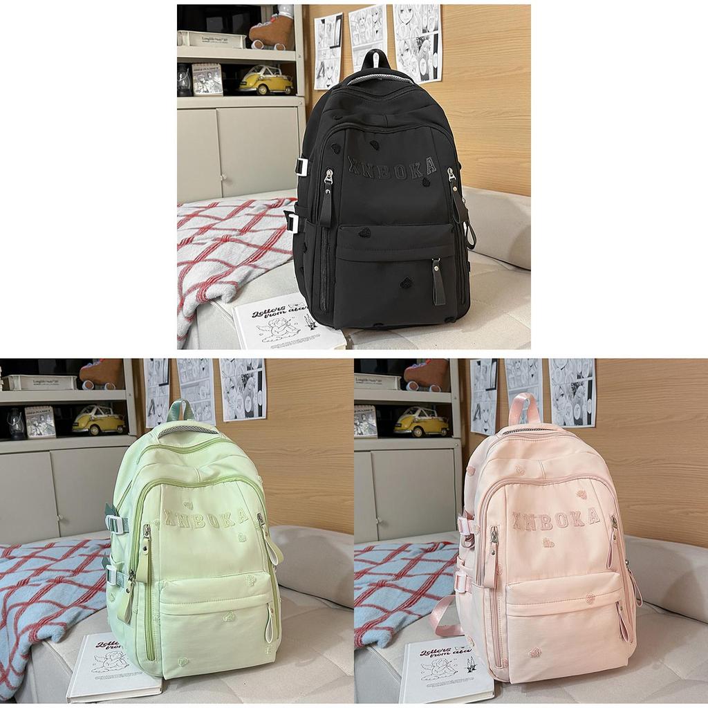 College Fashion Womens Nylon Backpack With Splicing Design And Inner Organizer For Travel