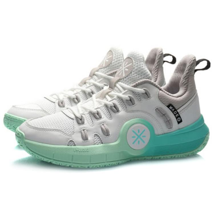 Li Ning WAY OF WADE Synthetic Leather Cushioning Low Top Basketball Shoes Men's White Green ABAQ055-5