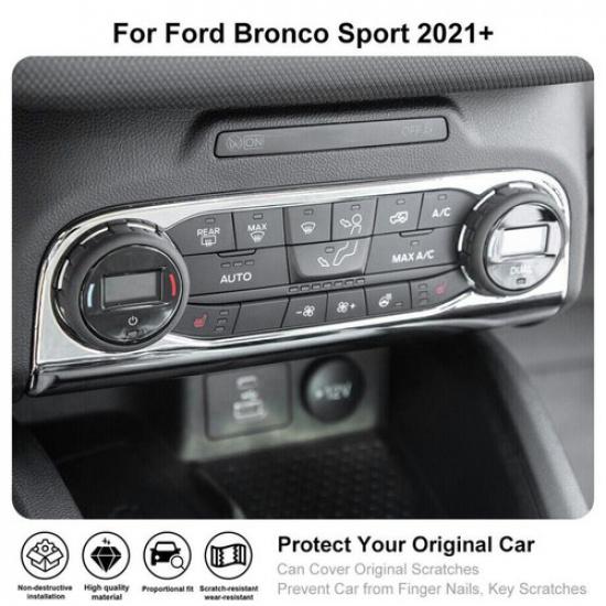 For -2024 Ford Bronco Sport ABS Chrome Center Control A/C Panel Cover Trim
