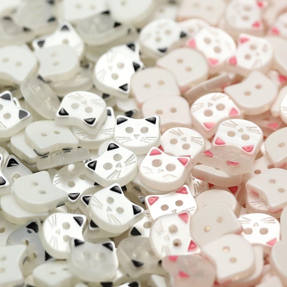 40pcs Cute Resin Cat Buttons Creative Kitten Head Buttons Mini Kitty Buttons  Clothes Accessories
