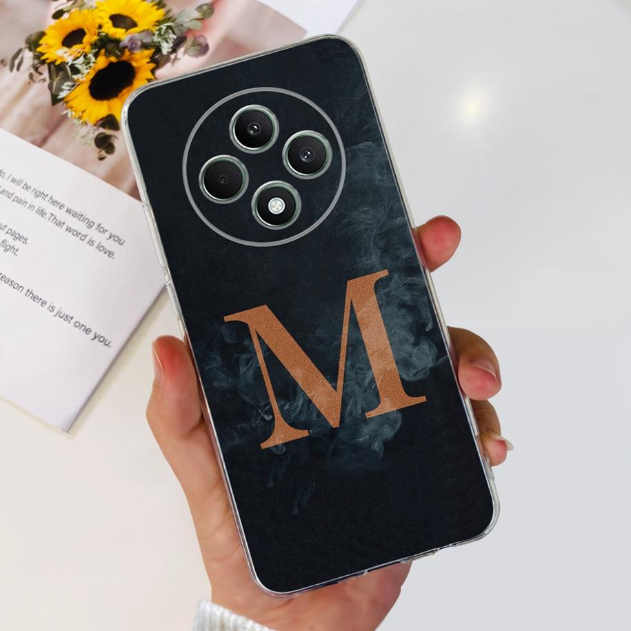Für OPPO Reno12 F Hülle Niedliche A Z Buchstaben Blume Transparent Weiches Silikon Handy Rückseite Abdeckung Für OPPO Reno 12F 5G Reno12F 2024 Capa